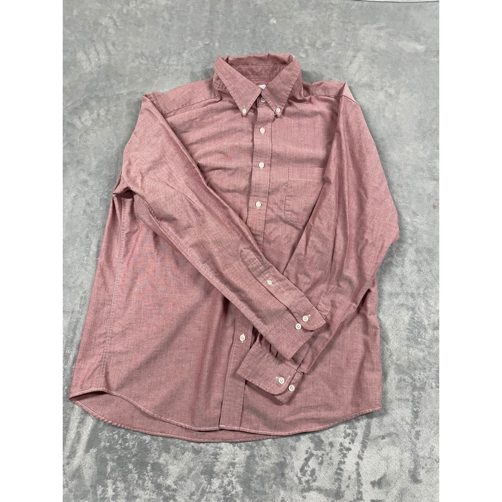 Saddlebred Easy Care Oxford Shirt Red Gingham Button Down Men Size L Small Stain